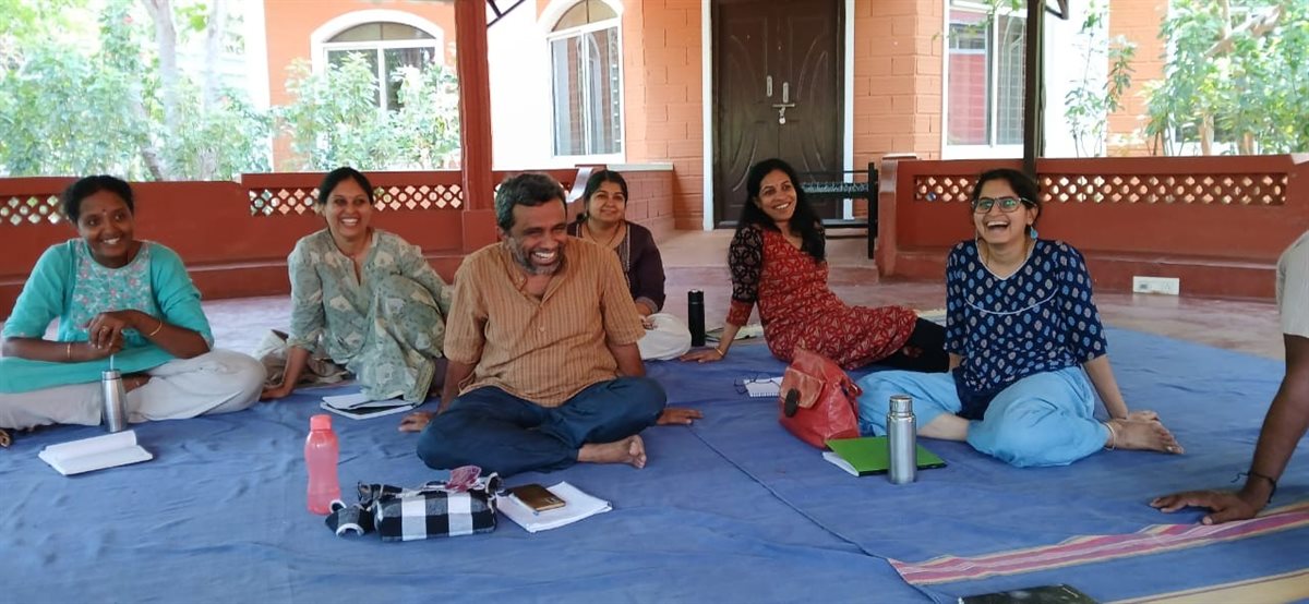 Participants during a session on the veranda